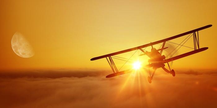 1332x850 Wallpaper flight, the plane, silhouette, bokeh, biplane, biplane