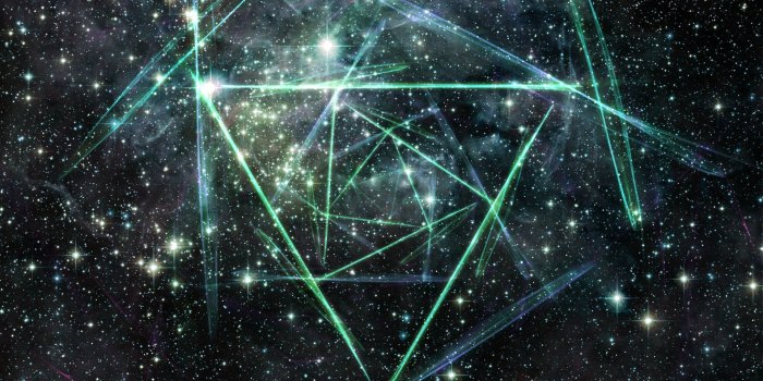 1920x1080 Abstract Green Triangles Nebula Stars Outer Space #3872 Wallpapers