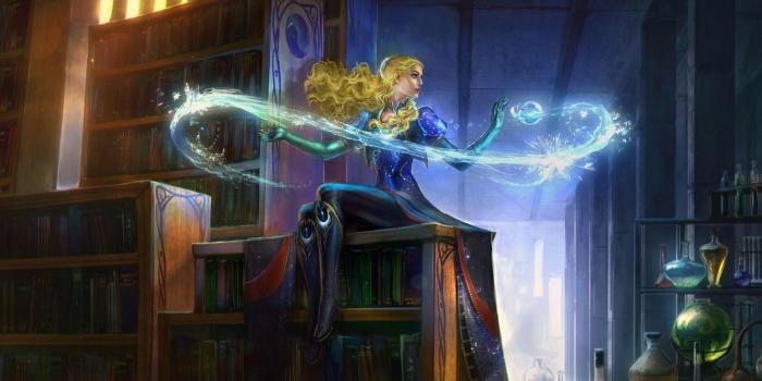 1332x850 Wallpaper ice, girl, magic, figure, books, fantasy, art, blonde