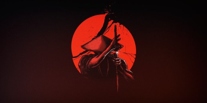 1332x850 Wallpaper The sun, Minimalism, Japan, Sword, Warrior, Samurai, Art