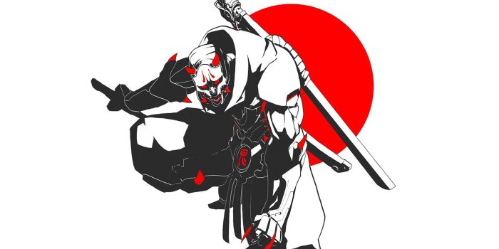 1920x1080 Black and white clown illustration, anime, manga, Japan, samurai HD