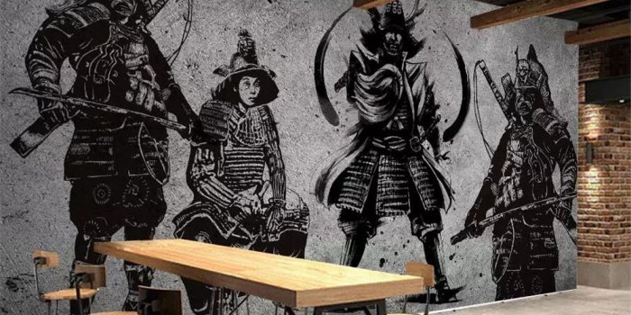 1000x800 US $9.0 40% OFF|beibehang Custom wallpaper large high end retro hand  painted Japanese Samurai cement wall Japanese restaurant mural wall-in  Wallpapers
