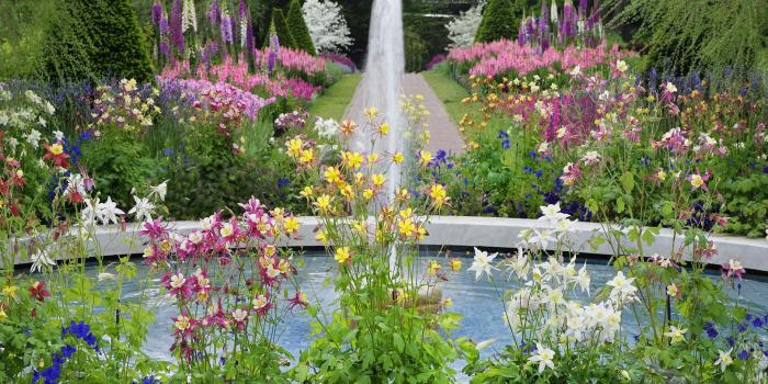 1920x1080 Flower Garden Fountain HD Desktop Background Wallpaper | WallpaperLepi