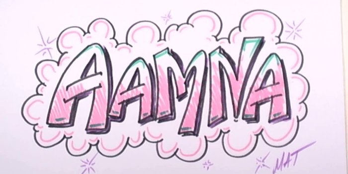 1280x720 Graffiti Writing Aamna Name Design #32 in 50 Names Promotion | MAT