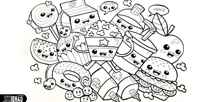 1600x900 Coloring Pages Music Slibujeme Kawaii Food Wallpaper Page Pictures