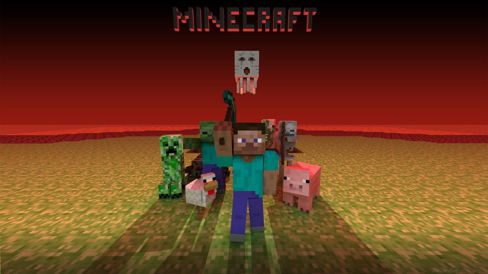1920x1080 Wallpaper Minecraft Mobs Creeper Snake Zombie Chicken Pig Man Pixels