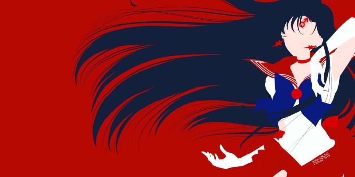 1332x850 Wallpaper girl, minimalism, red background, Sailor Moon images for