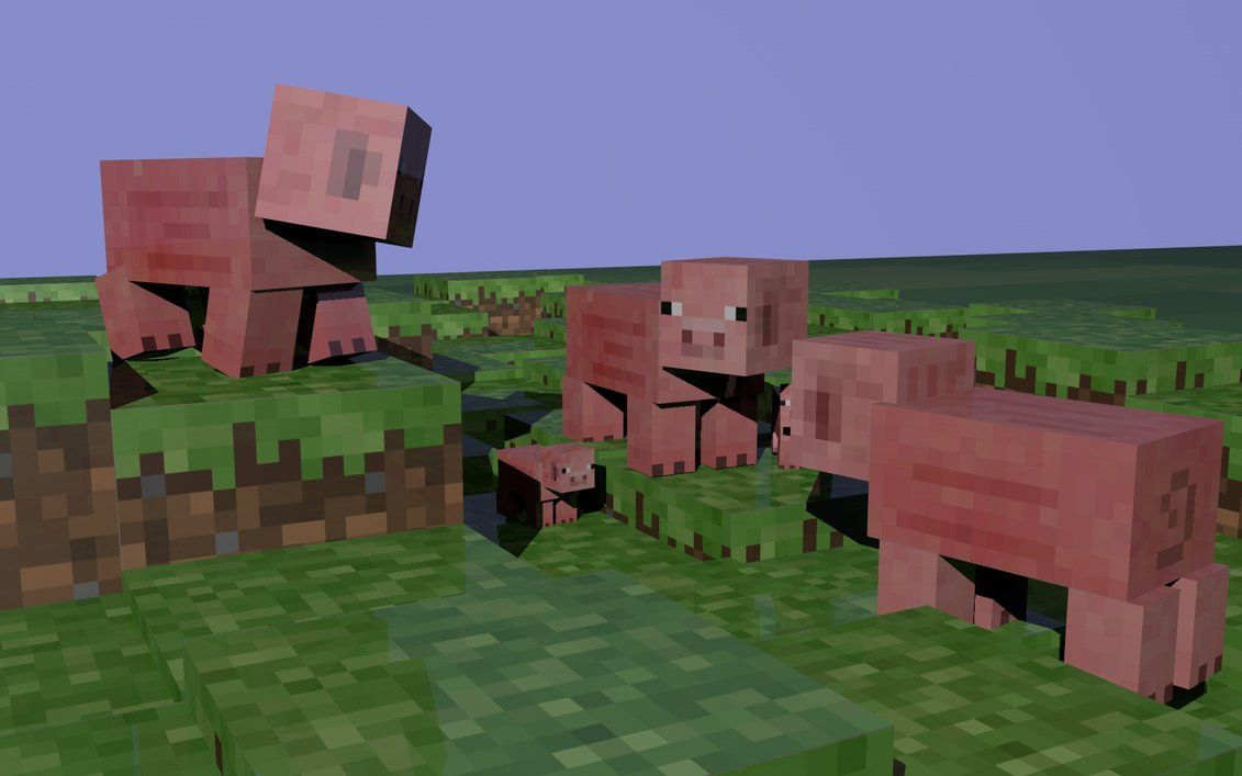 1131x707 Download Minecraft Pig 4k Ultra Hd Wallpaper - Minecraft Pig Family