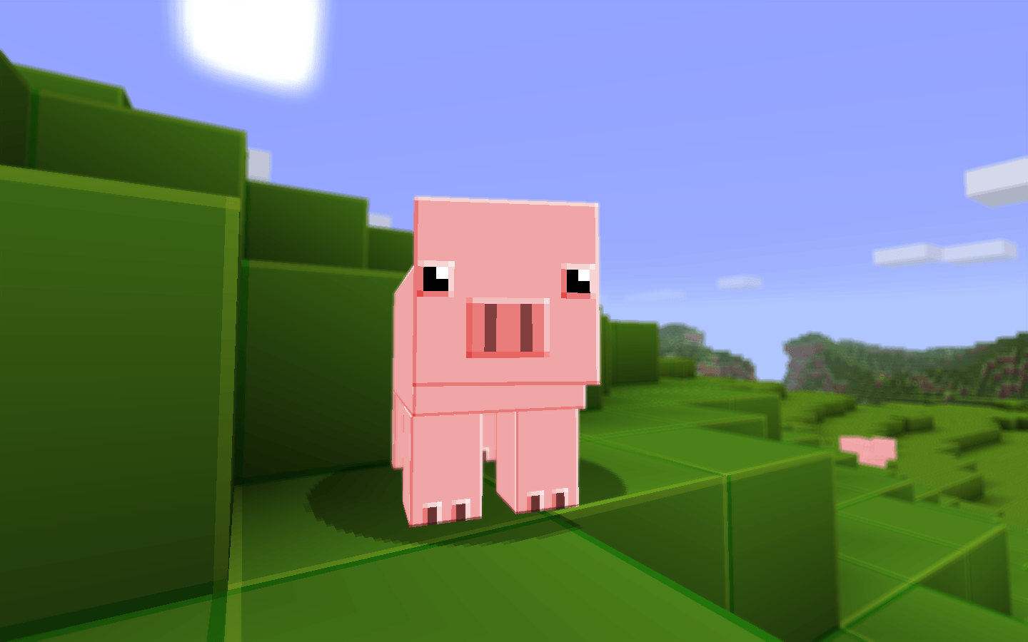 1440x900 Minecraft pig wallpaper for