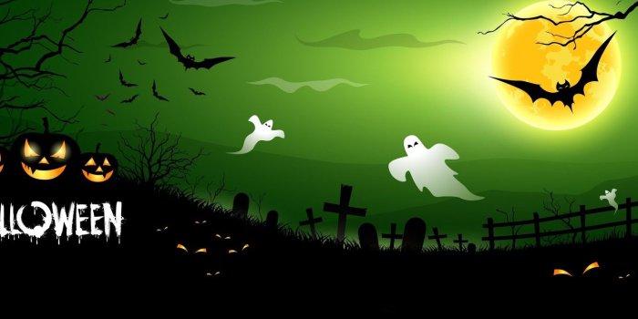 1332x850 Wallpaper cemetery, pumpkin, horror, horror, Halloween, ghosts