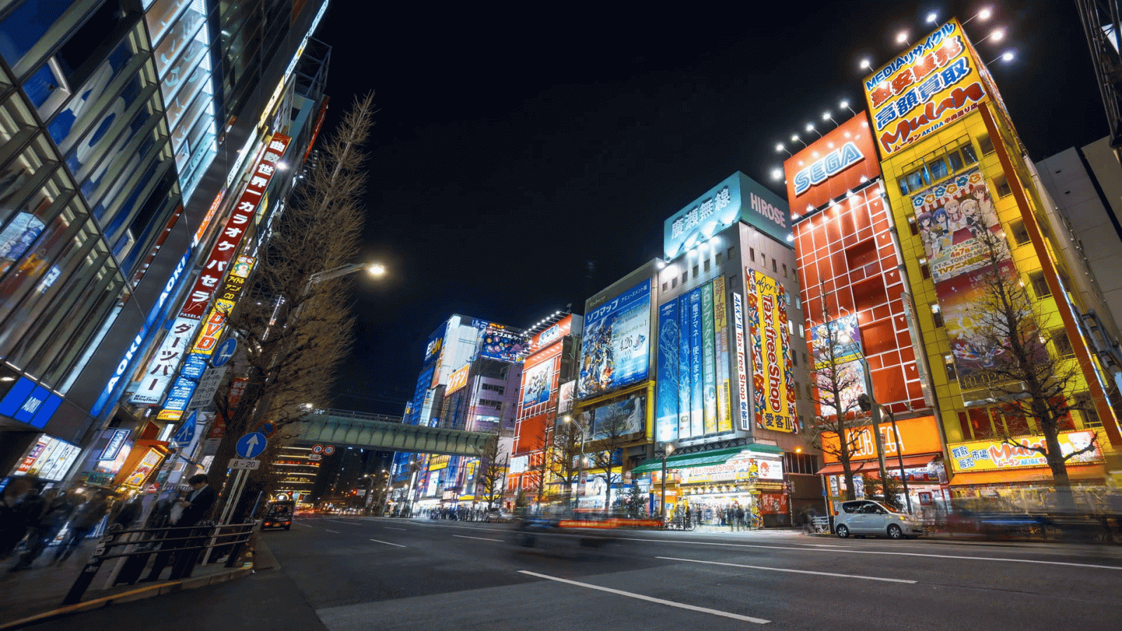 1920x1080 Tokyo, Japan - April 03, 2017: 4k time lapse of night scene at Akihabara,  Tokyo. It is famous for many electronic shop and manga anime merchandise. 