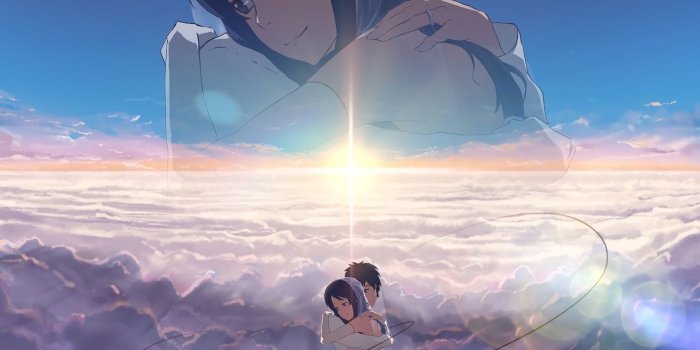 1332x850 Wallpaper romance, anime, art, hugs, two, Kimi no VA On, Your name