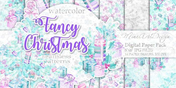 1500x1500 Christmas Paper Pack Pastel Watercolor Digital Backgrounds Winter Seamless  Patterns Xmas Planner Stickers Cute Phone Wallpapers Pink Mint
