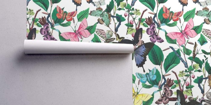 1024x1024 Butterfly Wallpaper Roll - Victorian Floral Insects Botanical Garden
