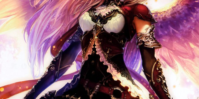 3500x4431 Anime girl angel beautiful wings warrior smile sword wallpaper