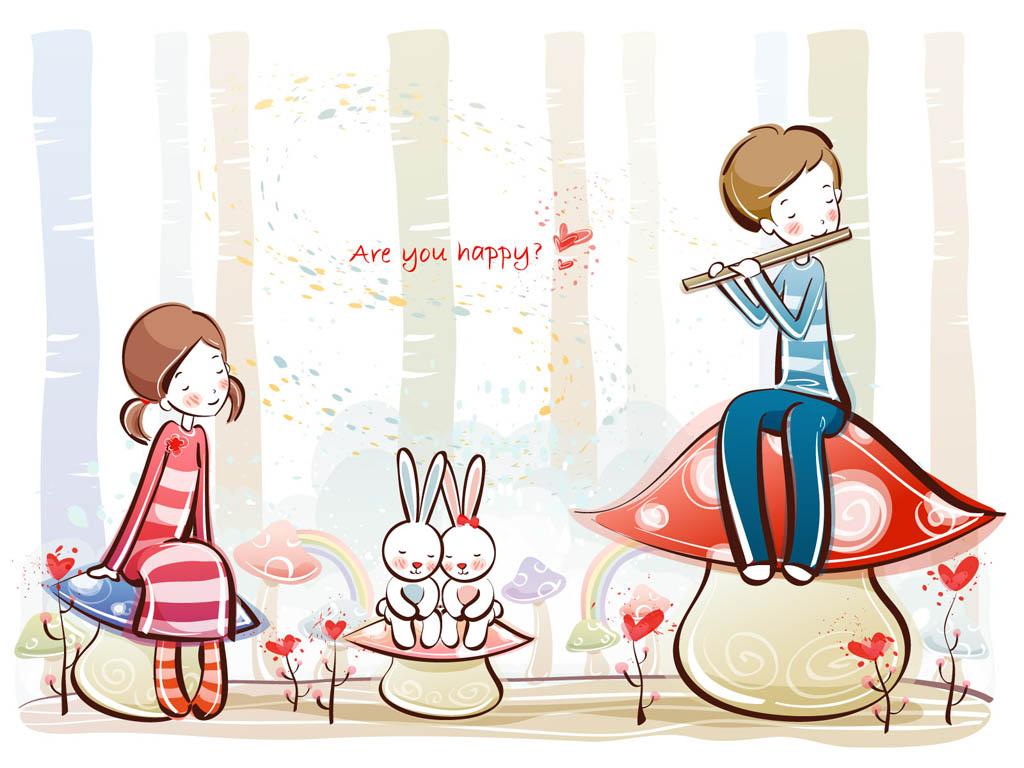 1024x768 Widescreen Cute Couple Cartoons Sweet Love Cartoon Wallpaper, HQ