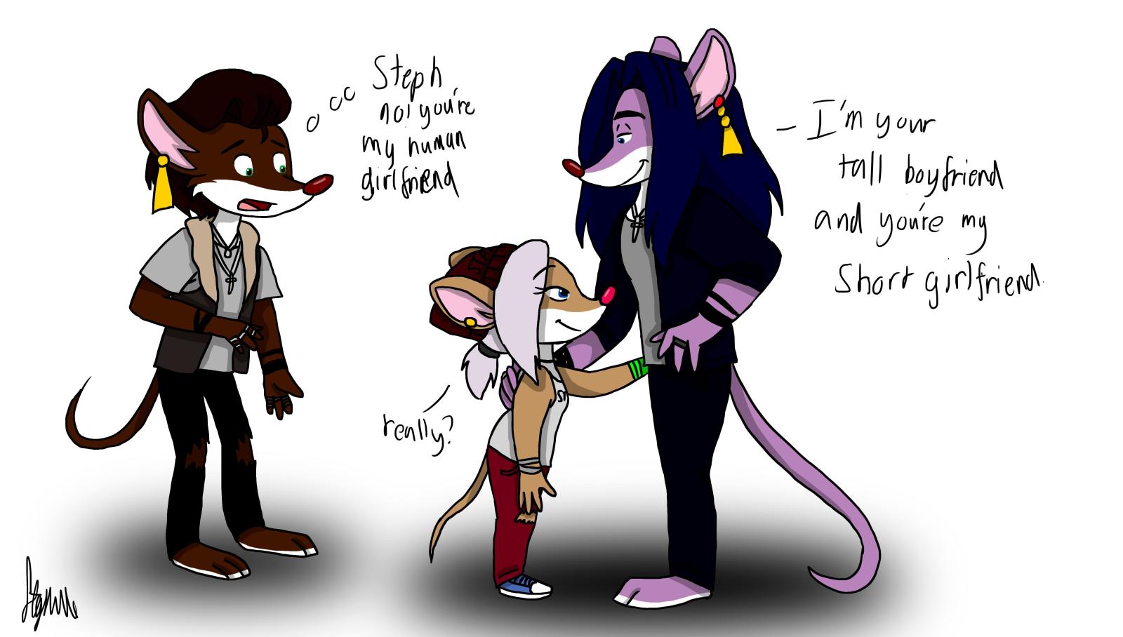 4485x2547 Dyna having a short girlfriend with medium length hair Stephenie