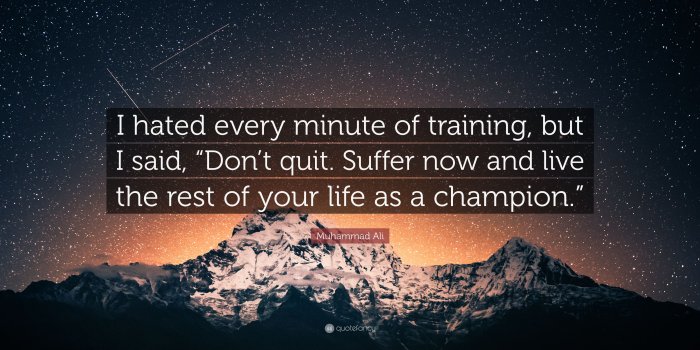 3840x2160 Muhammad Ali Quote: “I hated every minute of training, but I said