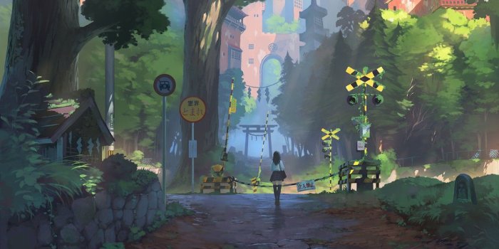 1332x850 Wallpaper street, anime, art, nauimusuka images for desktop, section