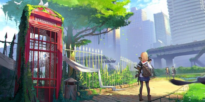 1332x850 Wallpaper girl, street, anime images for desktop, section арт - download