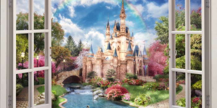 3000x2007 Princess Castle Window Kids Wallpaper Room Sticker Wall Nursery Castle  Photo Wallpaper Mural Self Adhesive Exclusive Design Photo Wallpaper