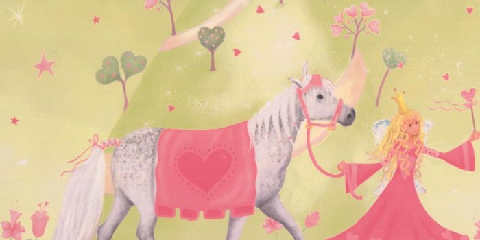 1000x1000 Princess Castle Horse Red on Greenish Yellow Prepasted Wallpaper Border