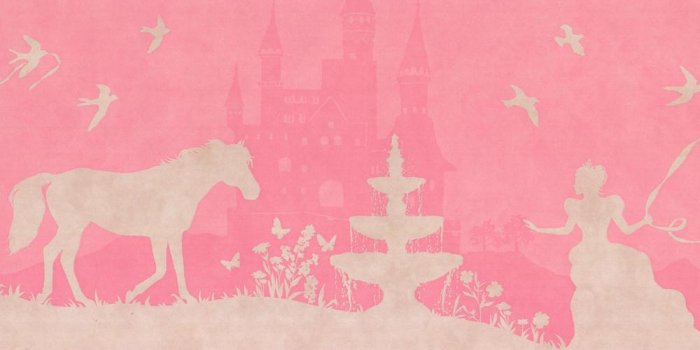 1000x1000 Princess Castle Horse Beige Hot Pink Prepasted Wallpaper Border