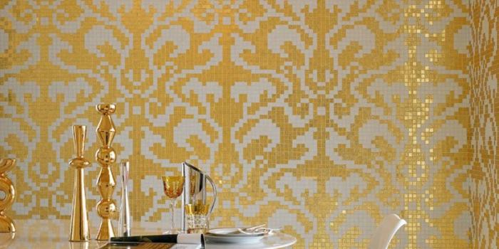 1000x1000 Durable & Waterproof 24K Gold Reflective Glass Mosaic Tile For