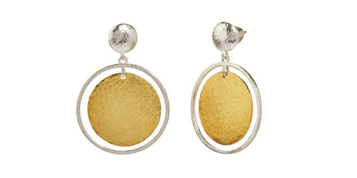 1600x1200 Gurhan Silver and 24K Gold Plated Drop Earrings with Geo Hoop  GU-ED132-VM-NS1105
