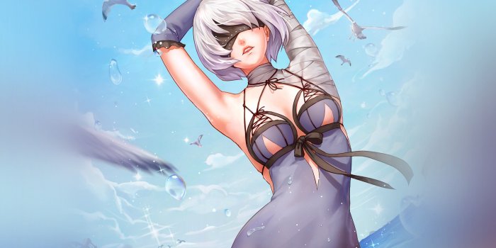 2732x2732 bc74-anime-girl-sexy-sea-art-illustration-wallpaper