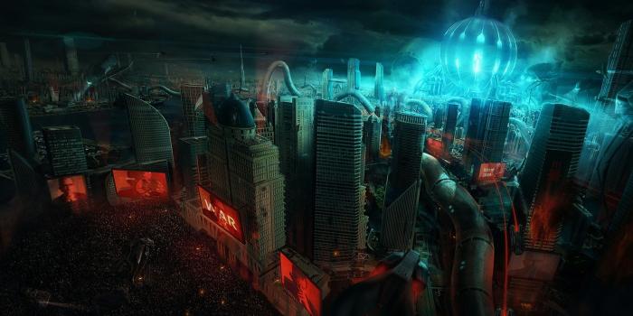 1920x1080 fantasy art, Digital art, City, Robot, War, Aliens Wallpapers HD