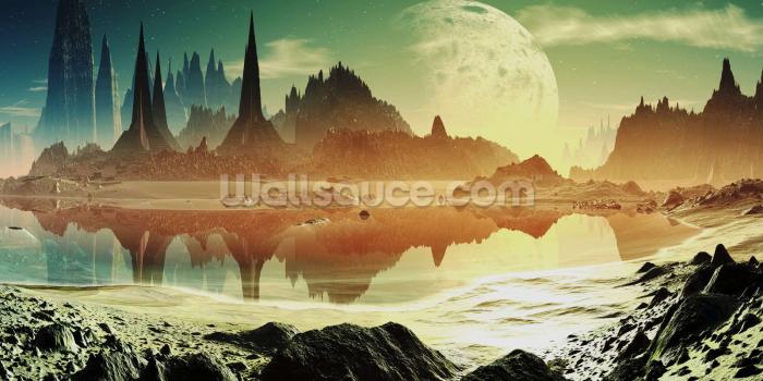 1600x1200 Alien City Ruins beside the Lake