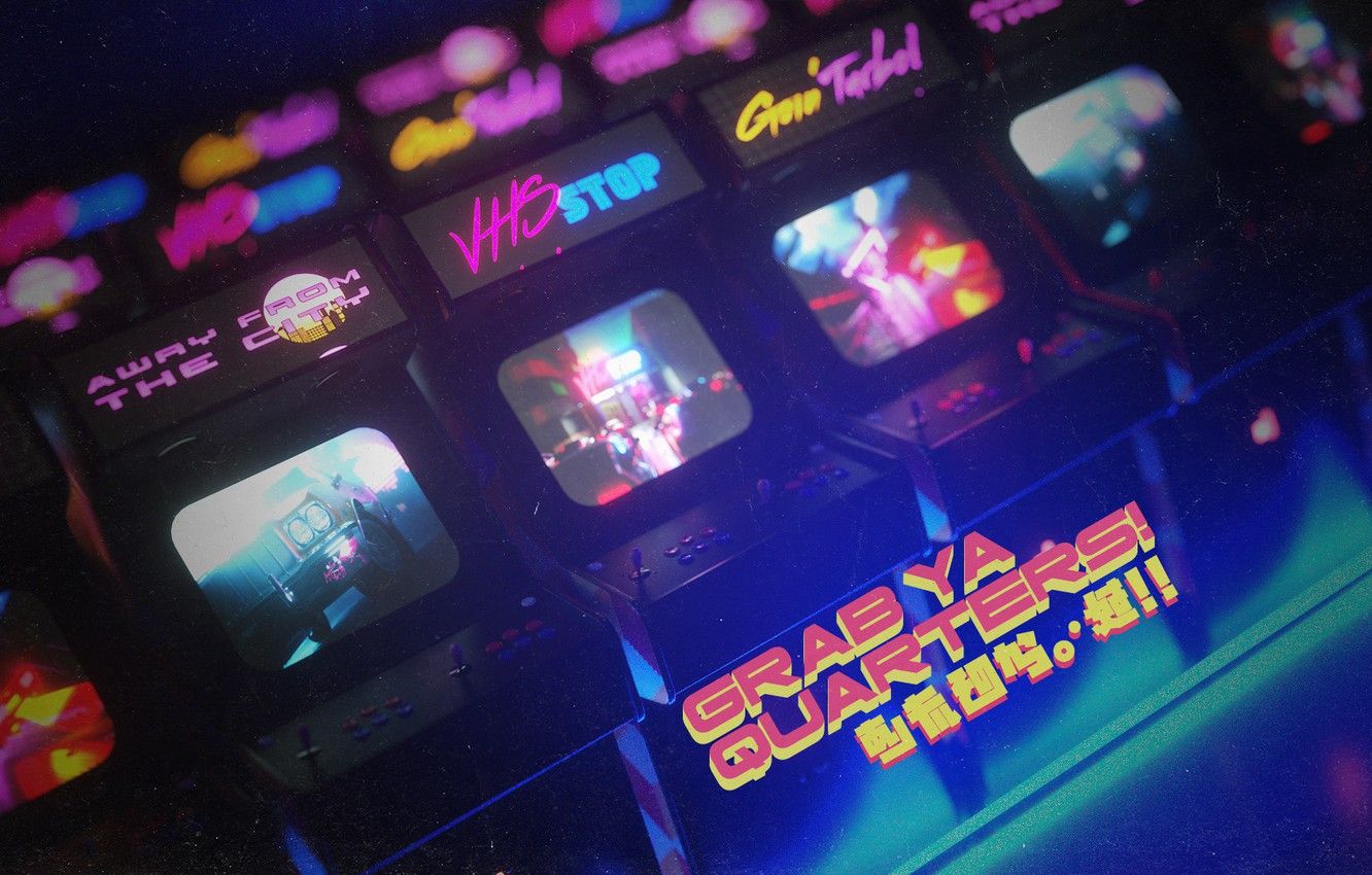 1332x850 Wallpaper The game, Retro, Style, 80s, Style, Neon, Illustration