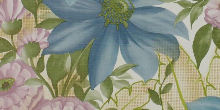 1000x1000 1970s 80s Vintage Original Wallpaper Floral Blue Lavender | eBay