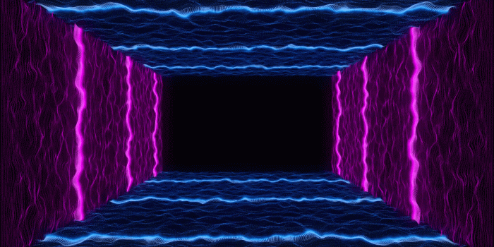 1920x1080 Retro futuristic abstract neon outro. 80s vintage VHS tape style particle  landscape VJ motion. Digital arcade video game Sci-fi grid fades isolated 