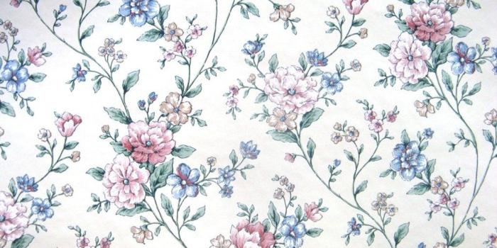1024x768 Vintage 80s Sunworthy Vinyl Rose Blue Vintage Floral By CasaNero