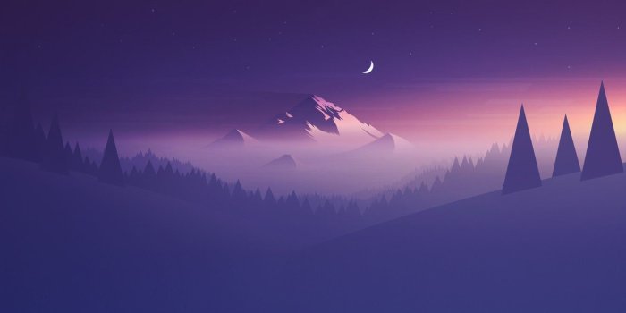 1332x850 Wallpaper Moon, Purple, Mountain, Minimalism, Abstraction images for