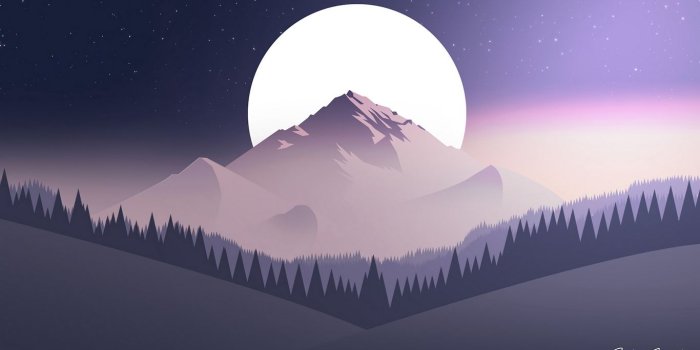 1366x768 Download wallpaper 1366x768 mountains, moon, forest, night, starry