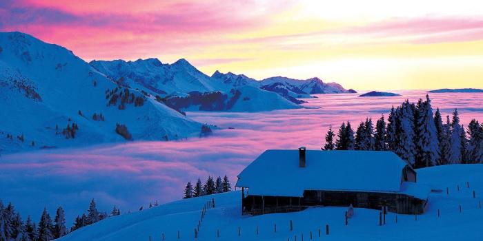 1680x1050 Alpine scenery in the winter wallpaper