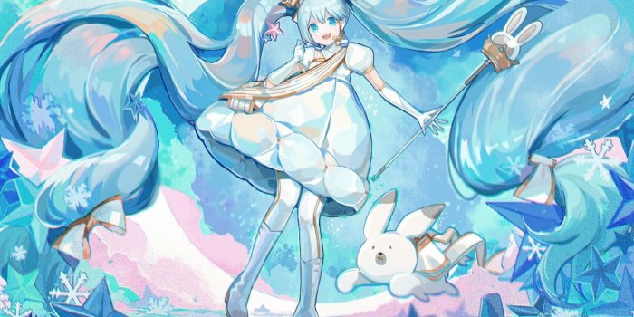 1332x850 Wallpaper winter, rabbit, girl, Vocaloid, Hatsune Miku images for
