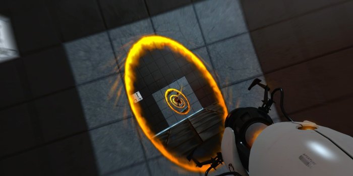 1680x1050 Yellow and black Beats by Dr, Portal (game), fall, video games