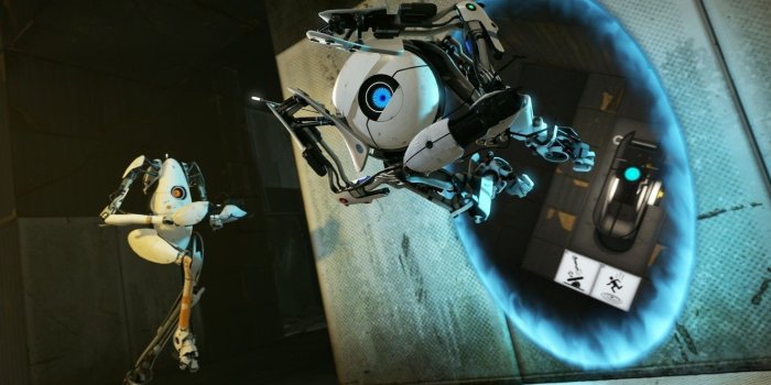 1332x850 Wallpaper robot, Atlas, portal 2, portal 2, portal gun, bee bodysuit