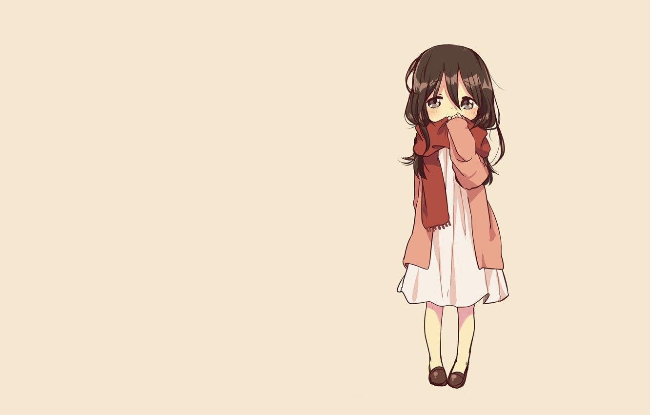 1332x850 Wallpaper minimalism, anime, art, girl, Chibi, chibi, attack on