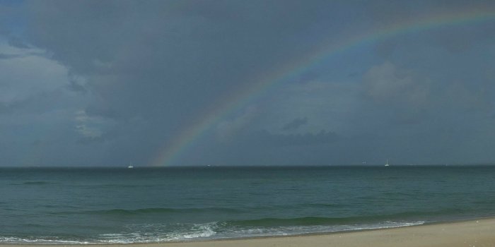 5760x1080 Rainbow at the beach on Shackleford Island, NC [5760x1080] : wallpapers