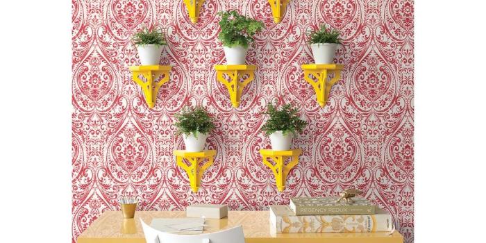 1000x1000 Gypsy Red Damask Wallpaper