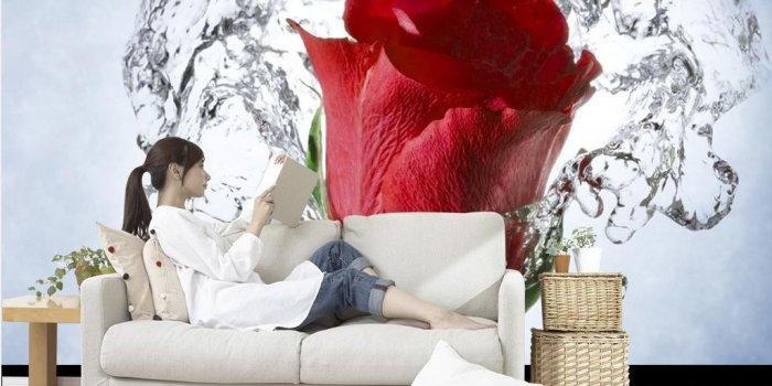 1025x771 New Custom 3D Beautiful Water Flower Rose Mural Decorative Painting TV  Background wallpaper for walls 3 d for living room
