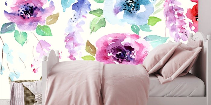 2000x1500 New Flowers Wallpaper. Floral Wallpaper. Removable Wallpaper Mural. Self  Adhesive Wallpaper. Peel and Stick Wallpaper. Girl Bedroom NS52