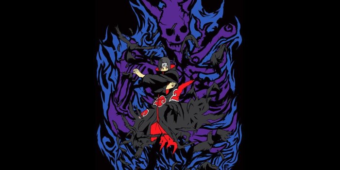 1332x850 Wallpaper crows, Naruto, Naruto, Itachi, Uchiha, Susanoo, Sharingan