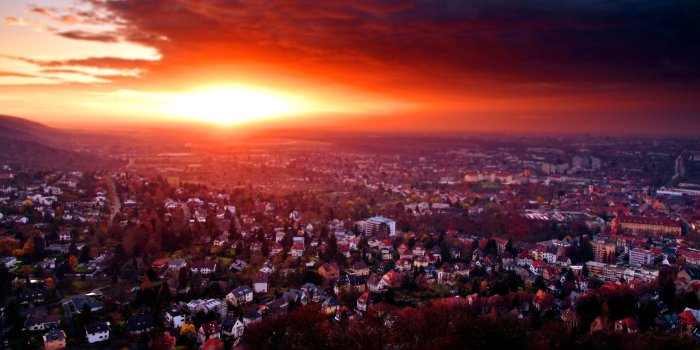 1920x1080 Old City Sunset Miniature Tilt Shift Desktop Wallpaper