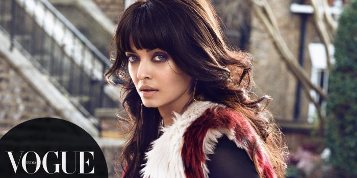 1920x1080 Portrait of woman in white and red fur top with Vogue overlay HD